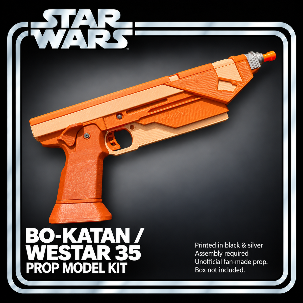Star Wars Bo-Katan Westar 35 Black Silver 3D Printed Toy Cosplay Blaster Kit