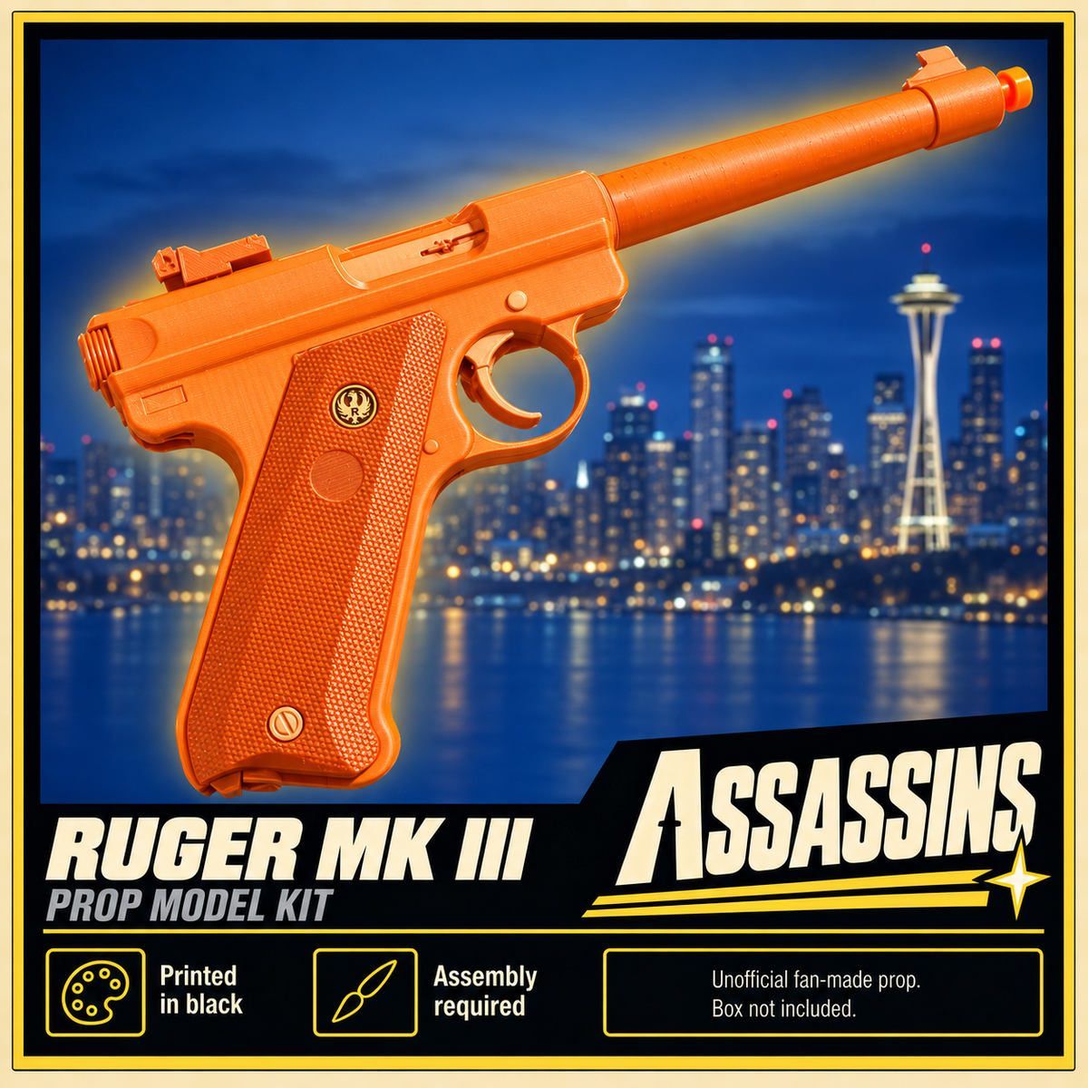 Assassins Ruger MK III 3D Printed Non-Functional Cosplay Pistol Prop Kit