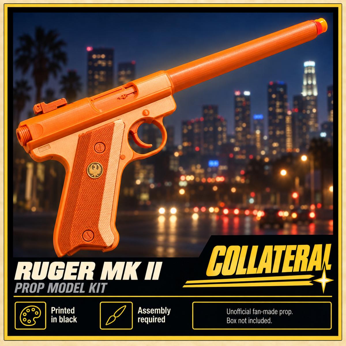 Collateral Ruger MK II 3D Printed Non-Functional Cosplay Pistol Prop Kit