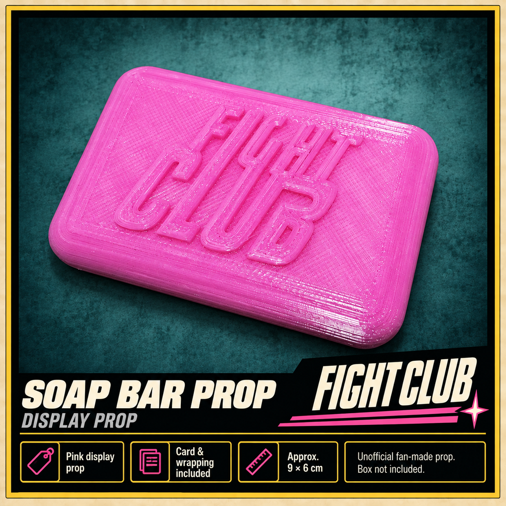 Fight Club Pink Soap Bar Display Prop With Paper Street Card and Wrapping