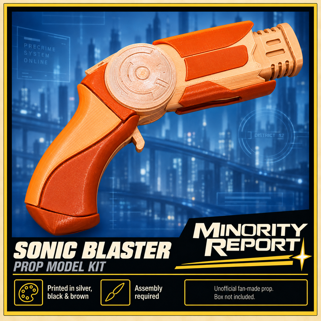 Minority Report Sonic Blaster Silver Brown 3D Printed Cosplay Prop Kit