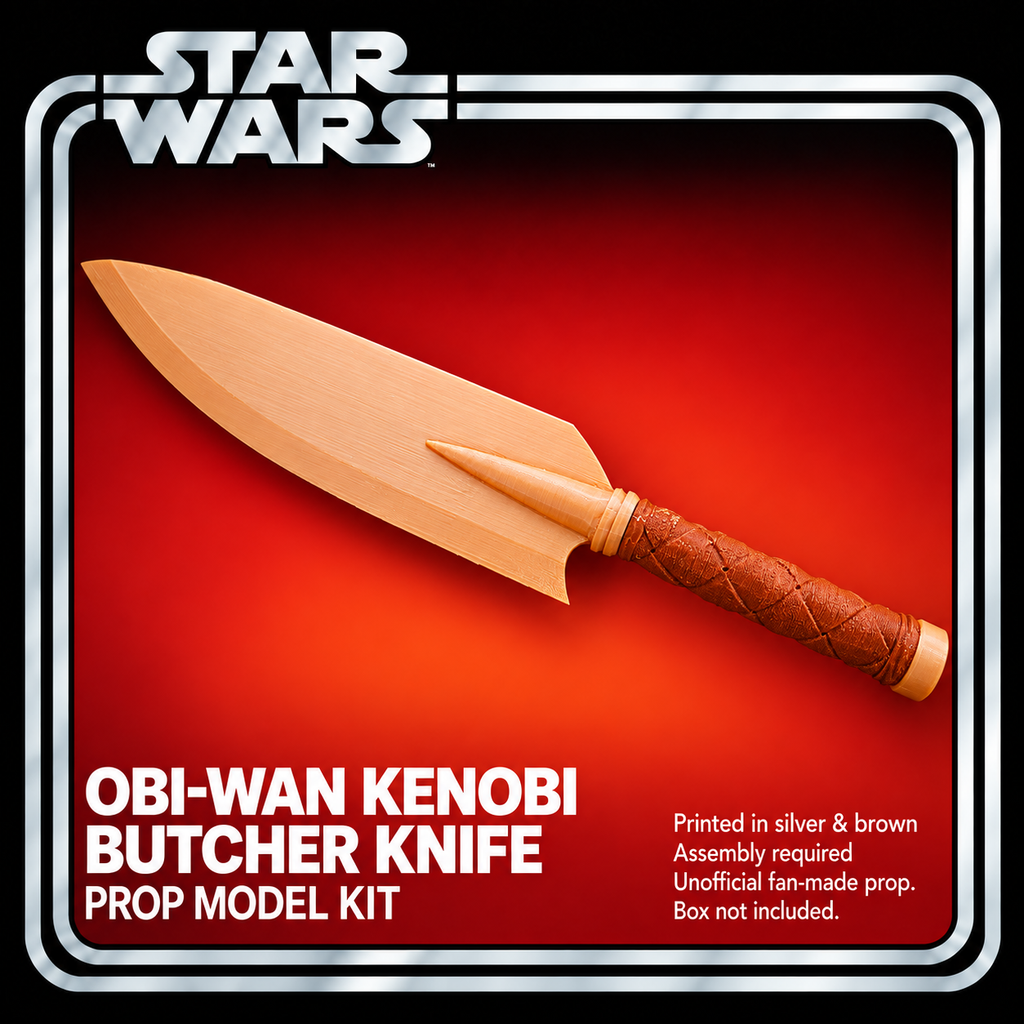 Star Wars Obi-Wan Kenobi Butcher Knife Silver Brown 3D Printed Cosplay Kit