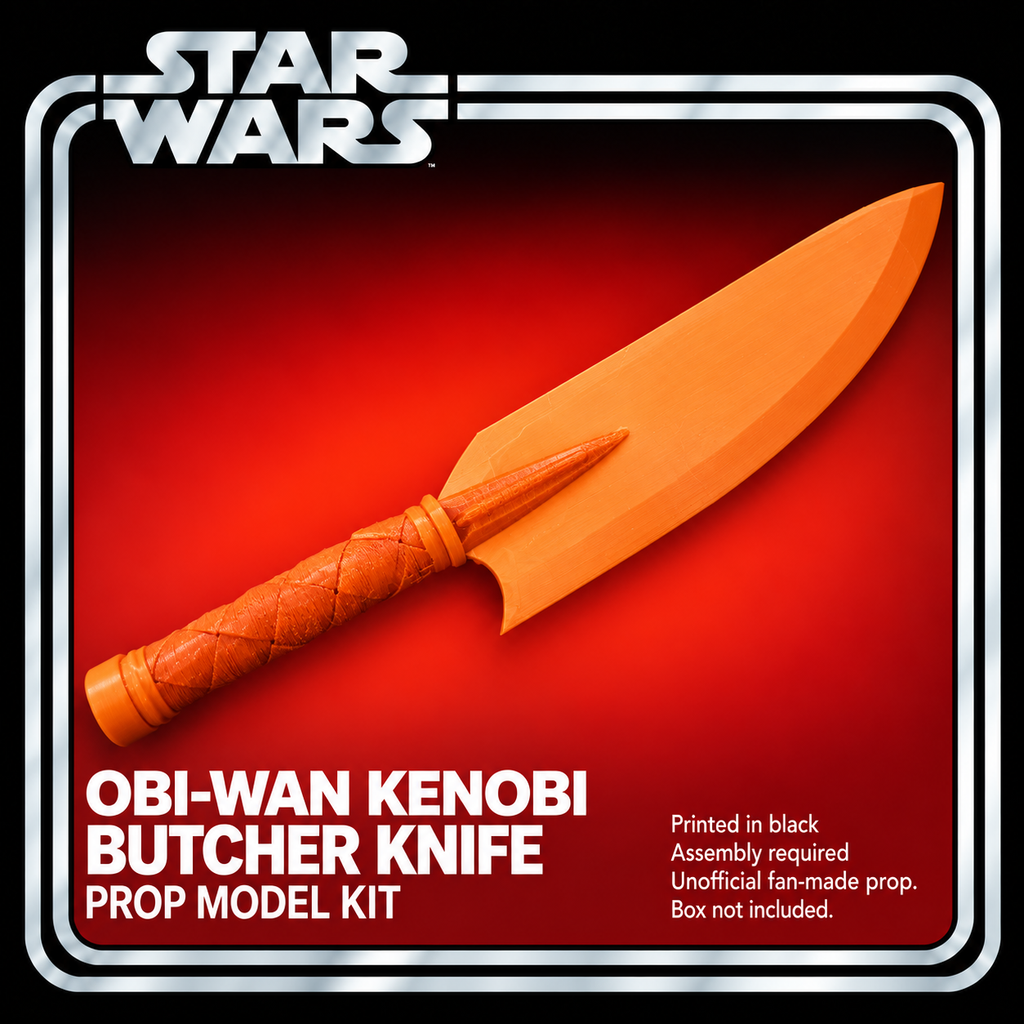 Star Wars Obi-Wan Kenobi Butcher Knife Black 3D Printed Cosplay Prop Kit