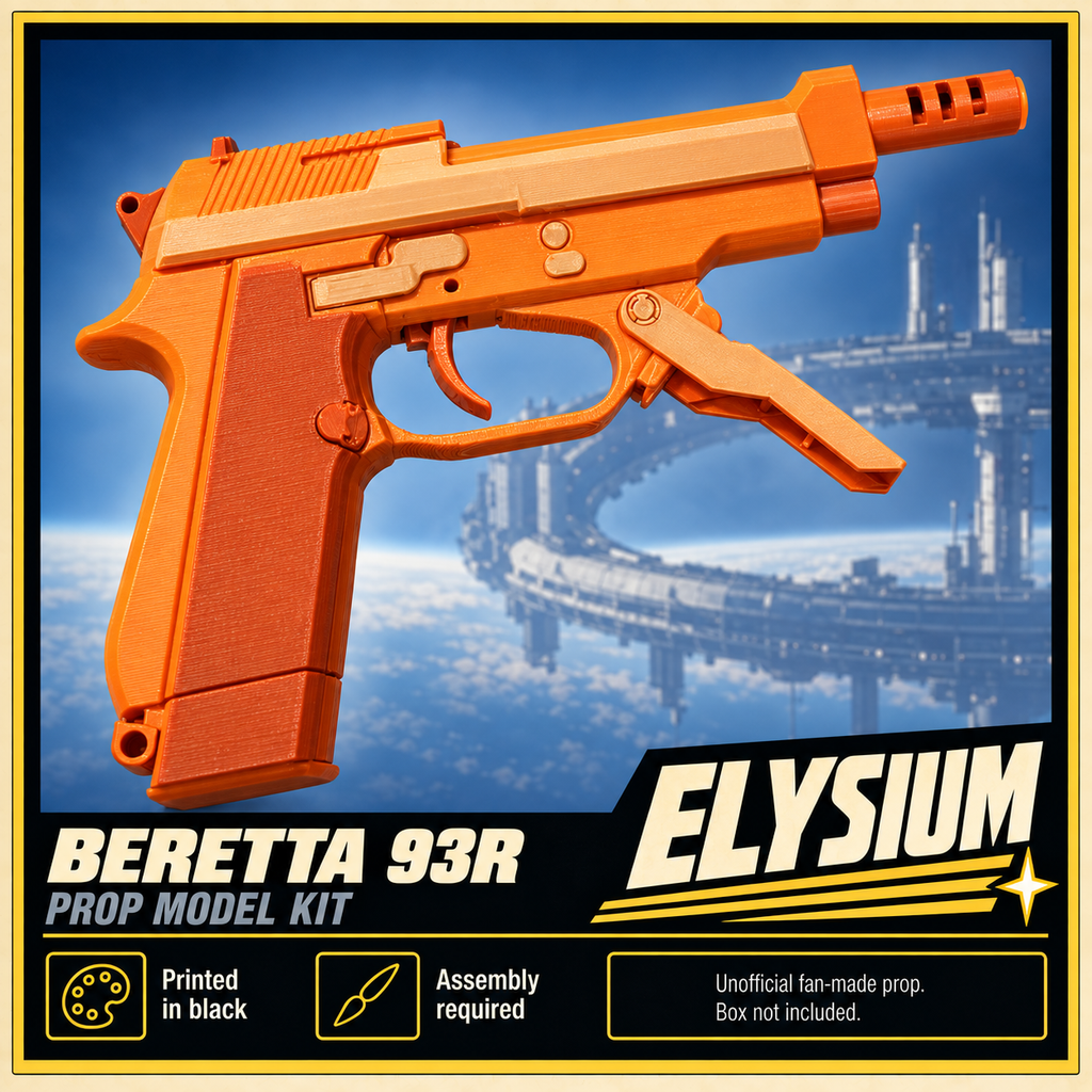 Elysium Beretta 93R 3D Printed Non-Functional Cosplay Pistol Prop Model Kit