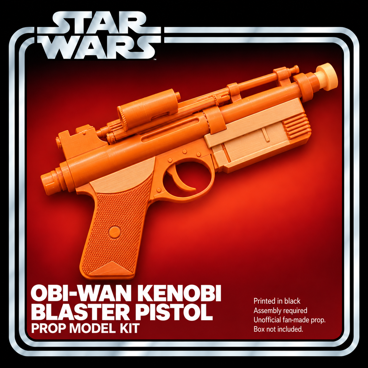 Star Wars Obi-Wan Kenobi Black Blaster 3D Printed Toy Cosplay Prop Kit