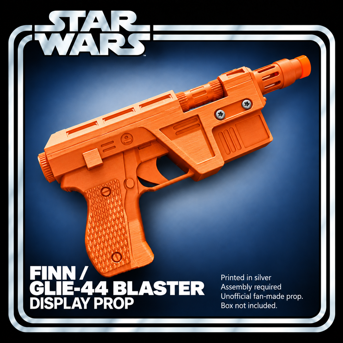 Star Wars Finn GLIE-44 Silver 3D Printed Toy Cosplay Blaster Prop Kit