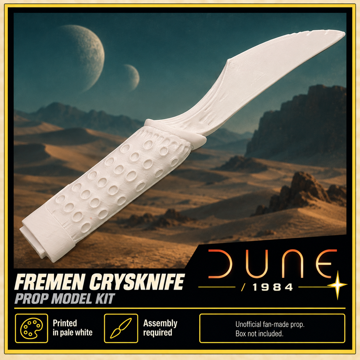 Dune 1984 Fremen Crysknife Paul Atreides Pale White 3D Printed Cosplay Kit