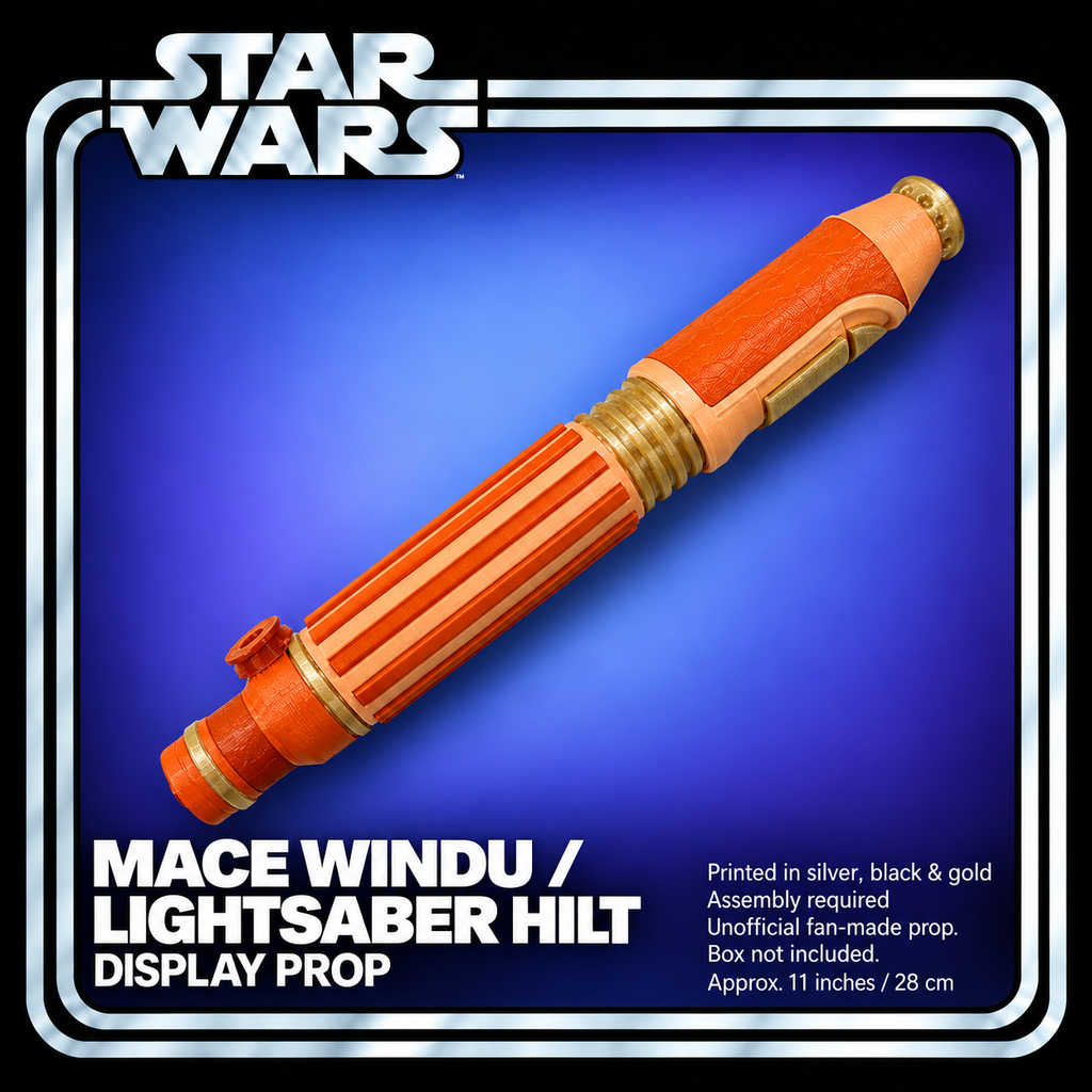 Star Wars Mace Windu Episode I Lightsaber Hilt 28cm 3D Printed Cosplay Kit