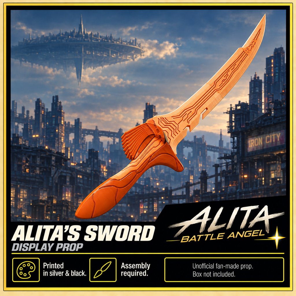 Alita Battle Angel Sword Silver Black 3D Printed Cosplay Prop Model Kit