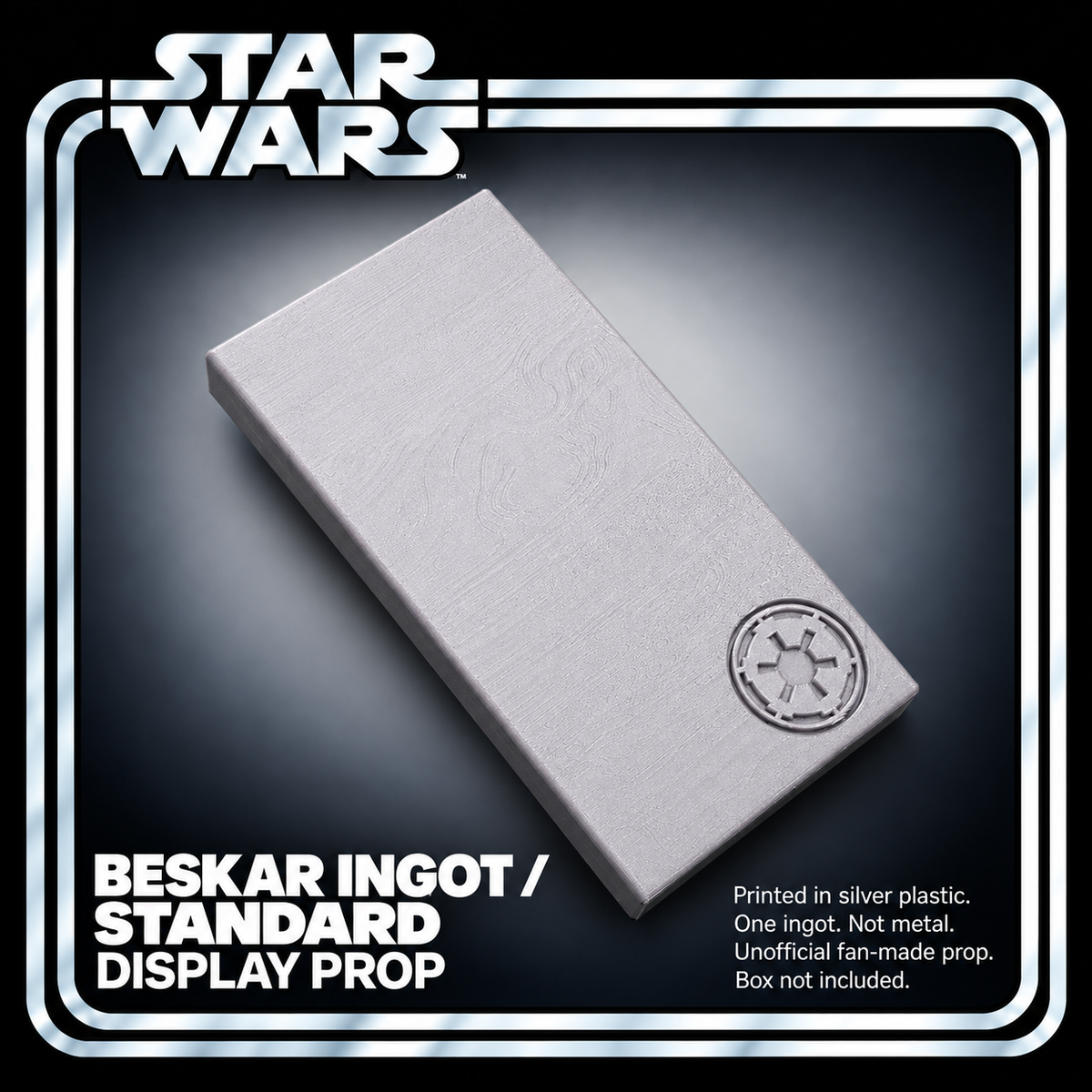 Star Wars Mandalorian Beskar Ingot Standard Silver 3D Printed Display Prop