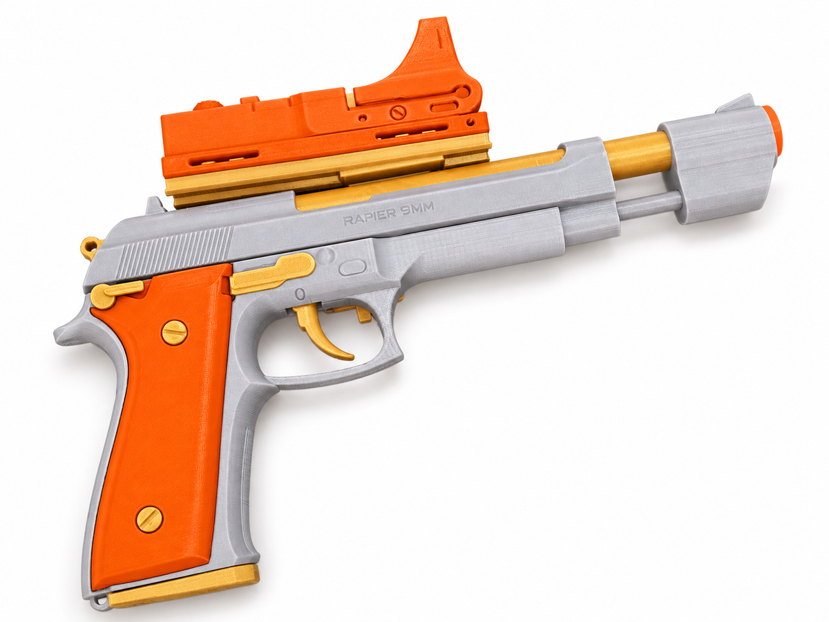 Romeo Juliet Tybalt Rapier 9mm Silver Gold 3D Printed Cosplay Pistol Kit