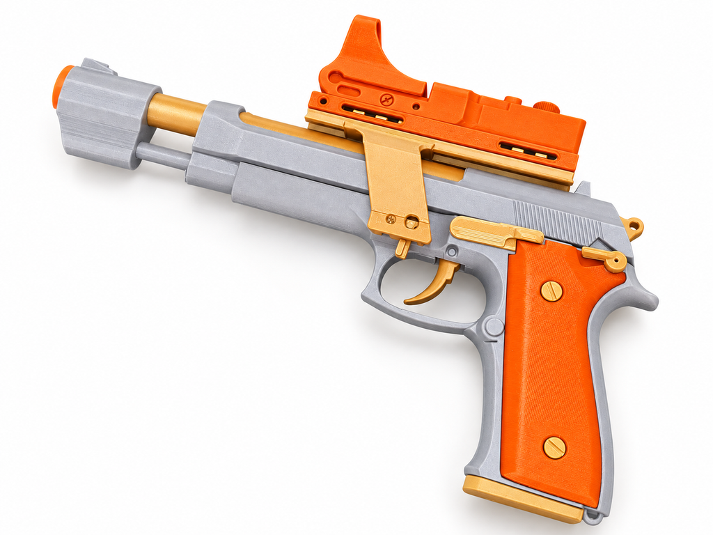 Romeo Juliet Tybalt Rapier 9mm Silver Gold 3D Printed Cosplay Pistol Kit