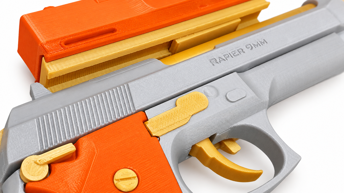 Romeo Juliet Tybalt Rapier 9mm Silver Gold 3D Printed Cosplay Pistol Kit