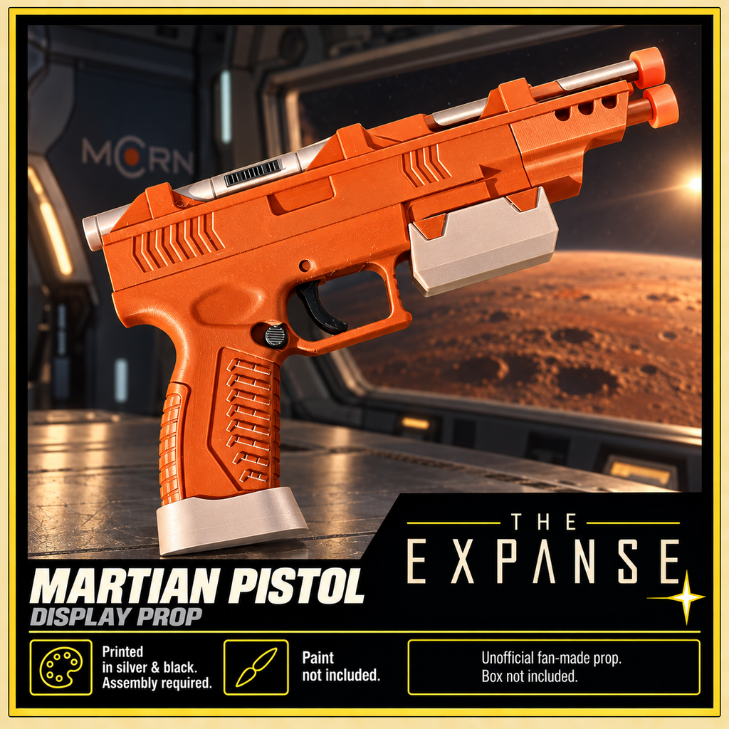 The Expanse Martian Pistol Silver Black 3D Printed Cosplay Prop Model Kit