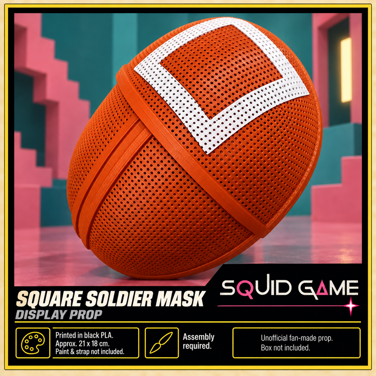 Squid Game Square Soldier Mask 21x18cm 3D Printed PLA Cosplay Kit