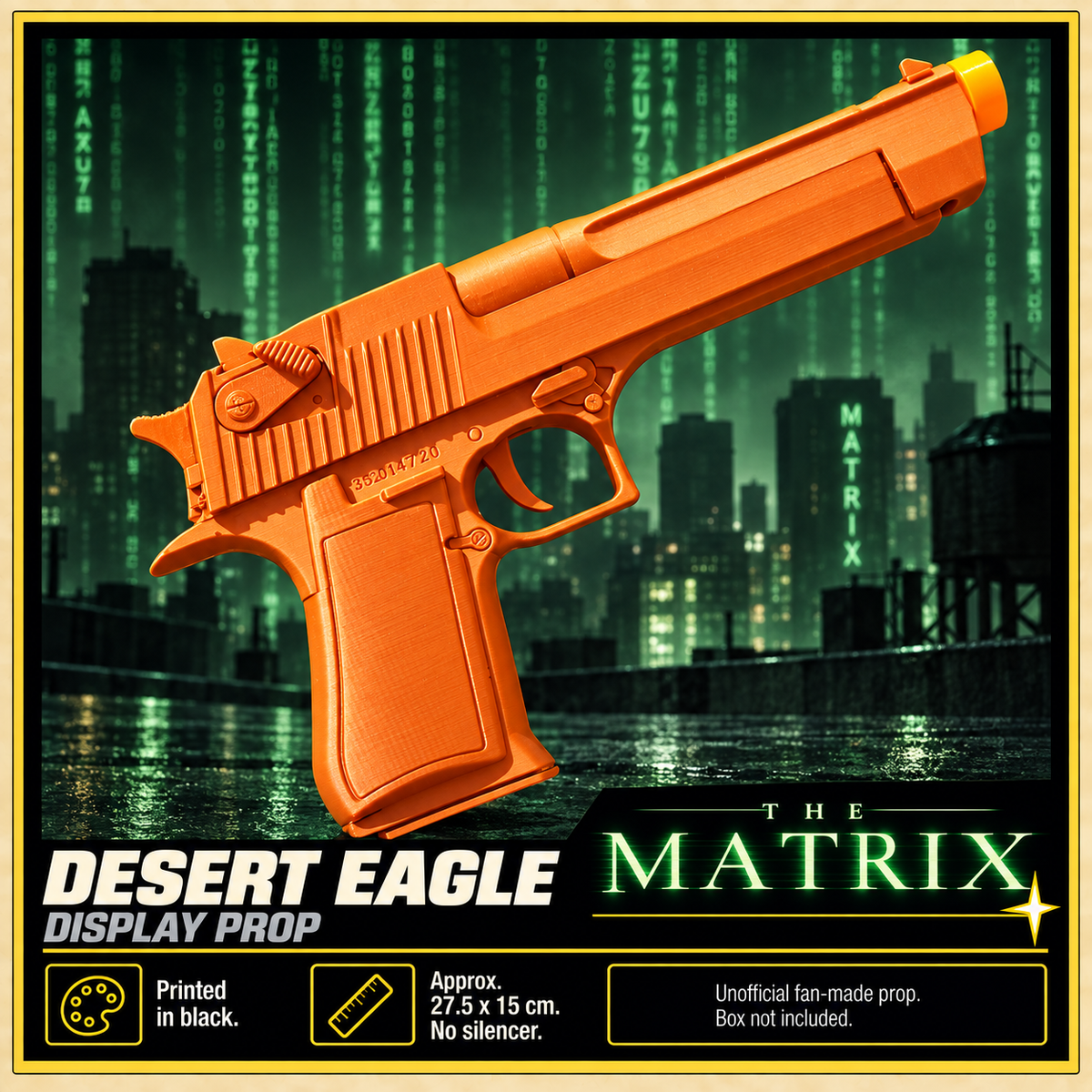 The Matrix Desert Eagle Black 27.5cm 3D Printed Cosplay Pistol Prop Kit
