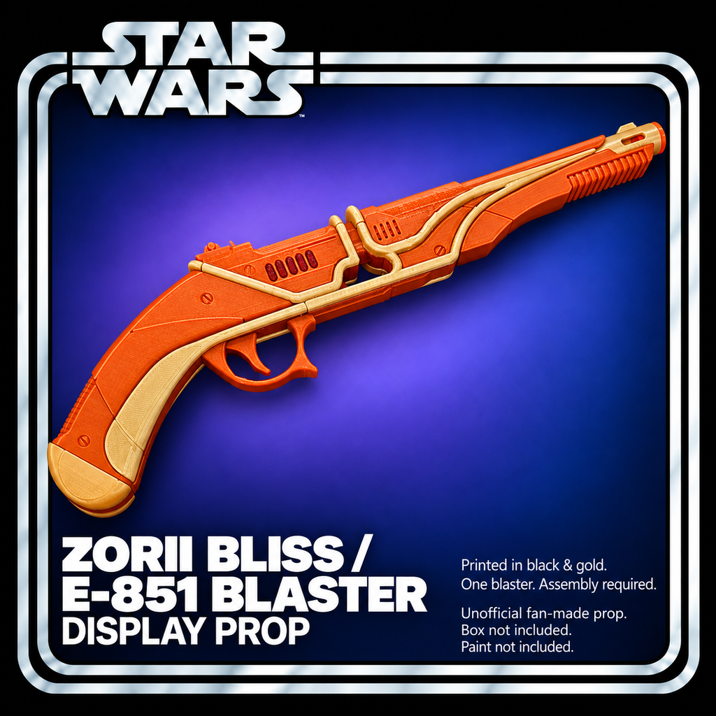 Star Wars Zorii Bliss E-851 Black Gold 3D Printed Toy Cosplay Blaster Kit