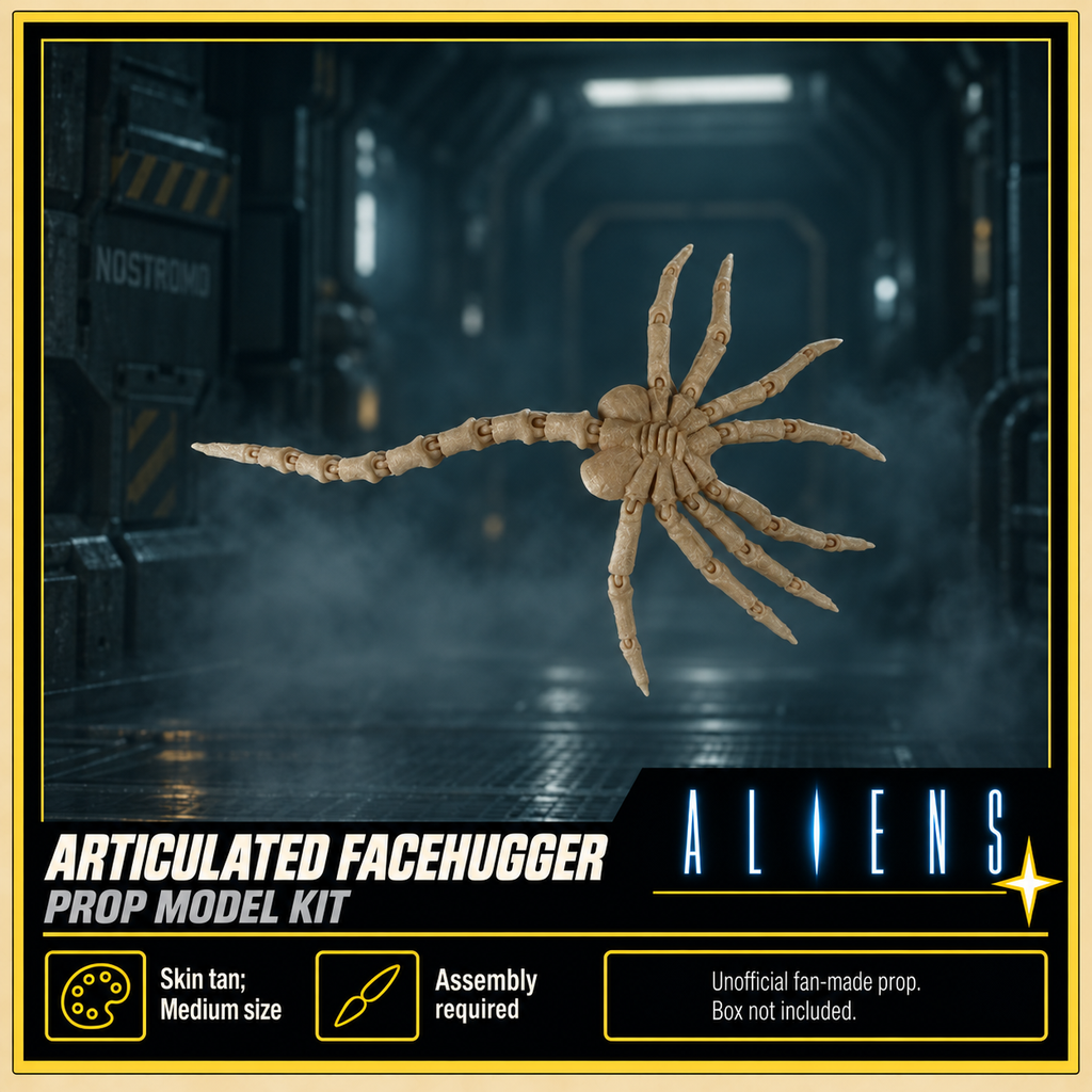 Aliens Articulated Facehugger Medium Skin Tan 3D Printed Cosplay Prop Kit