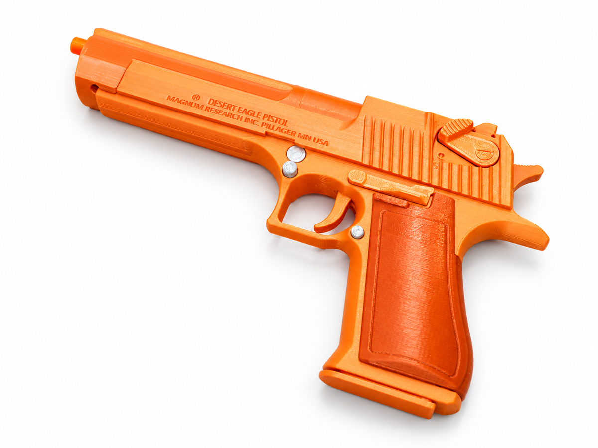 Commando Desert Eagle Silver Black 3D Printed Cosplay Pistol Prop Kit