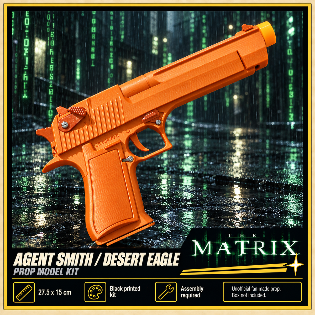 Matrix Agent Smith Desert Eagle 3D Printed Cosplay Pistol Prop Kit
