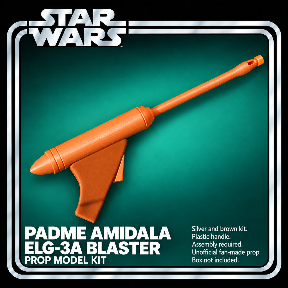 Star Wars Padme ELG-3A Silver Brown 3D Printed Cosplay Blaster Prop Kit
