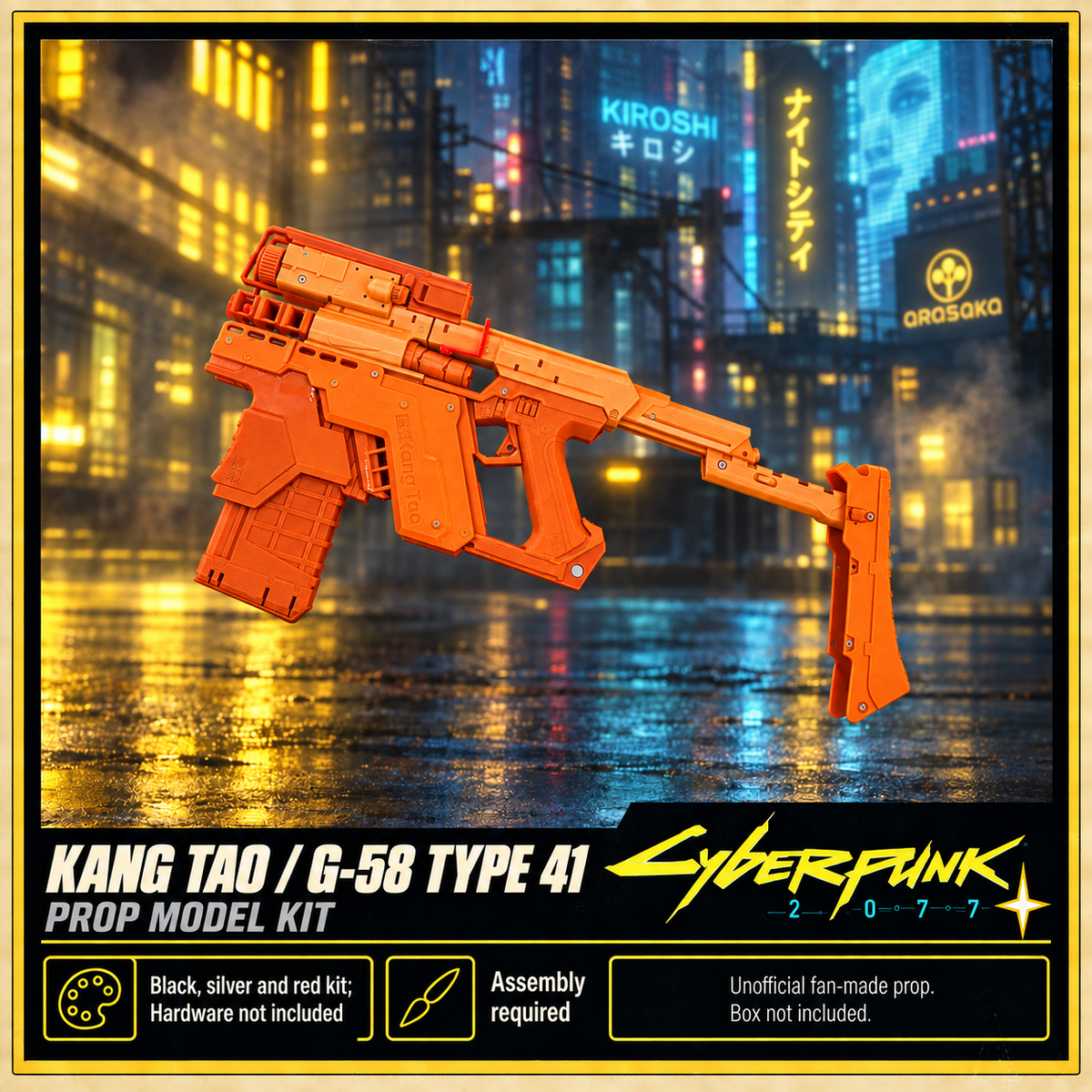Cyberpunk 2077 Kang Tao G-58 Type 41 3D Printed Smartgun Cosplay Prop Kit