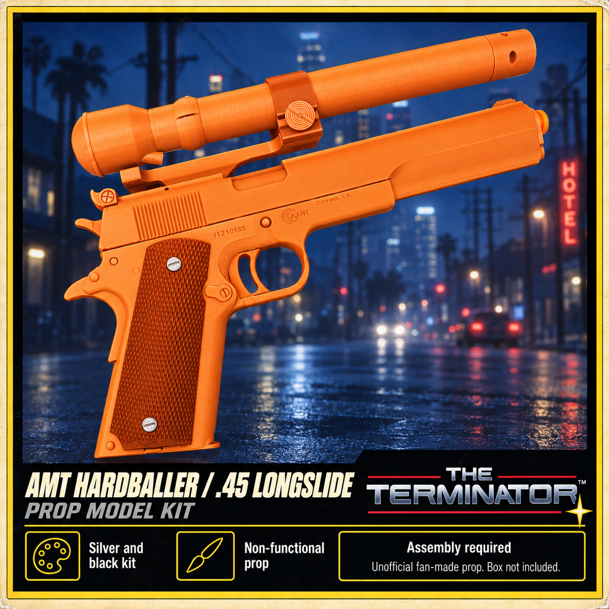 Terminator AMT Hardballer 45 Longslide 3D Printed Cosplay Pistol Prop Kit