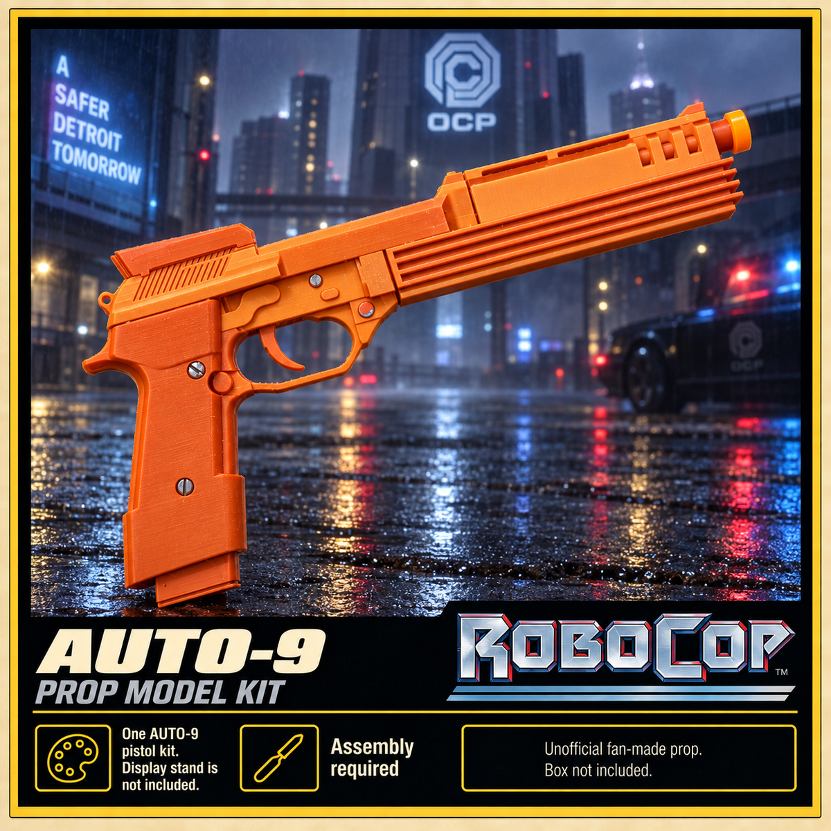 RoboCop AUTO-9 3D Printed Non-Functional Cosplay Pistol Prop Kit
