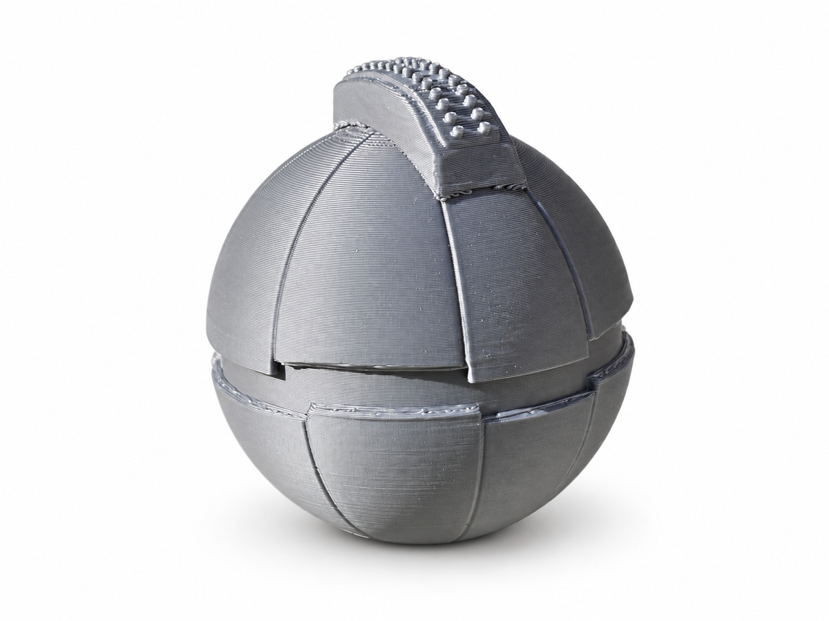 Star Wars Thermal Detonator Silver 3D Printed Inert Cosplay Prop Kit