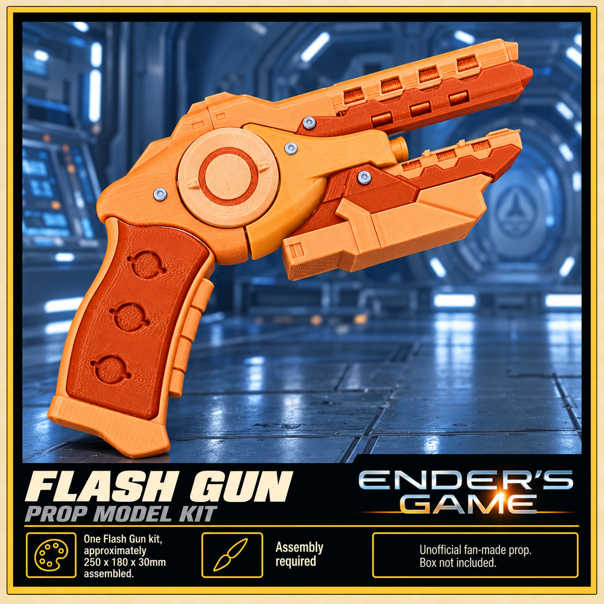 Enders Game Flash Gun 25cm 3D Printed Cosplay Blaster Pistol Prop Kit