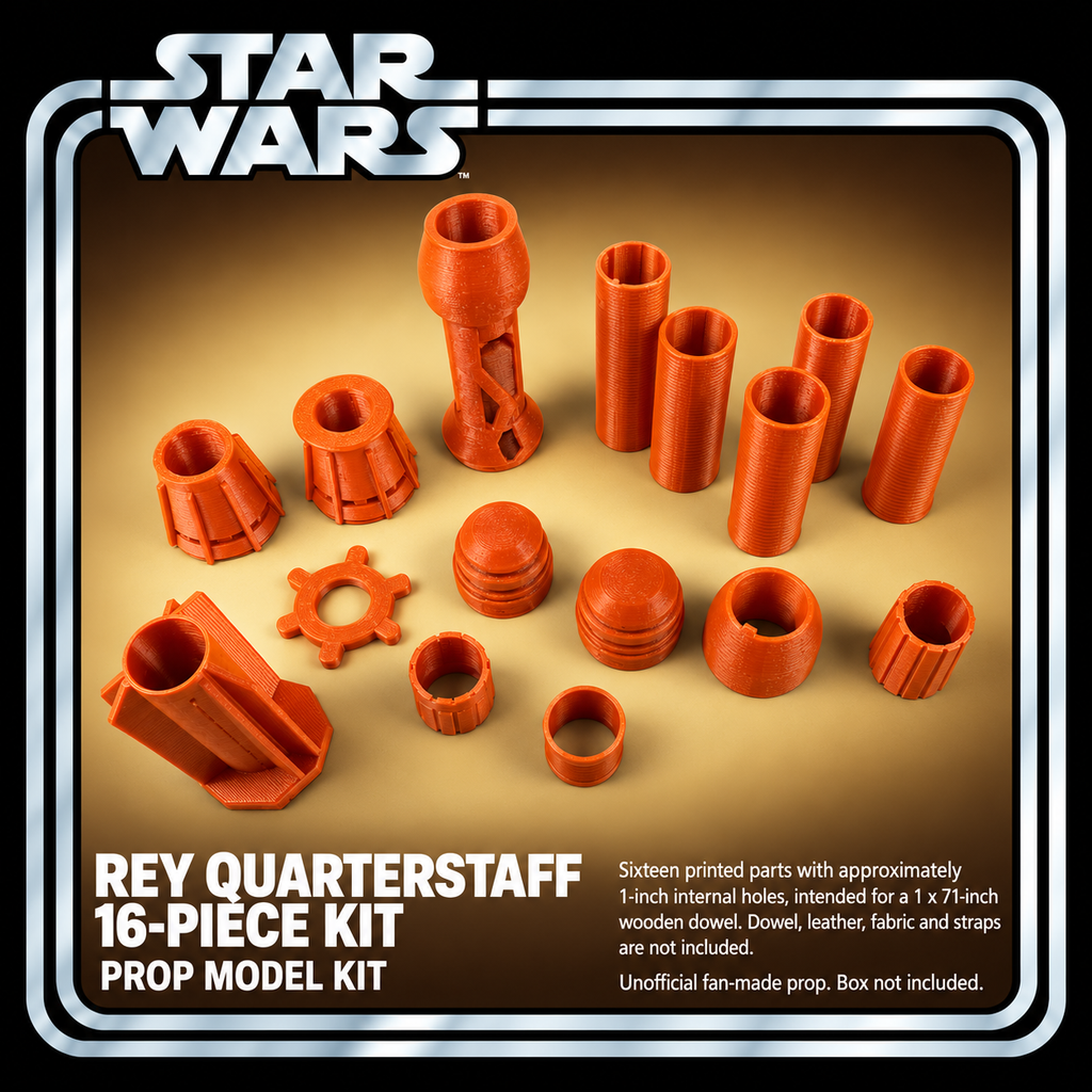 Star Wars Rey Quarterstaff 16 Piece 3D Printed Cosplay Kit No Dowel