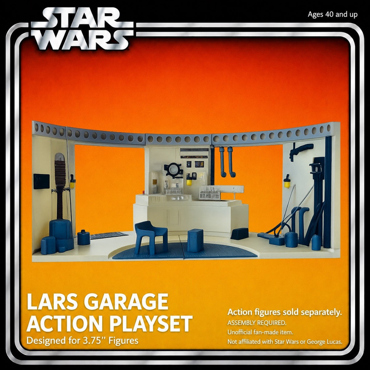 Star Wars Lars Garage Diorama 1:18 3D Printed Model Kit - main view