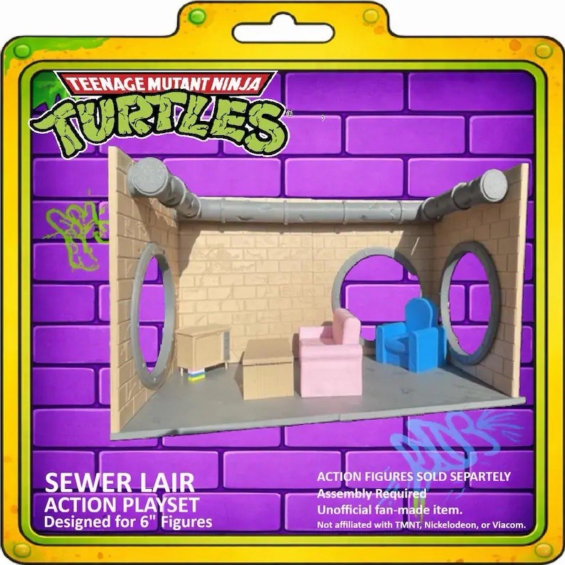 TMNT Sewer Lair Diorama 1:12 3D Printed Display Model Kit - main view
