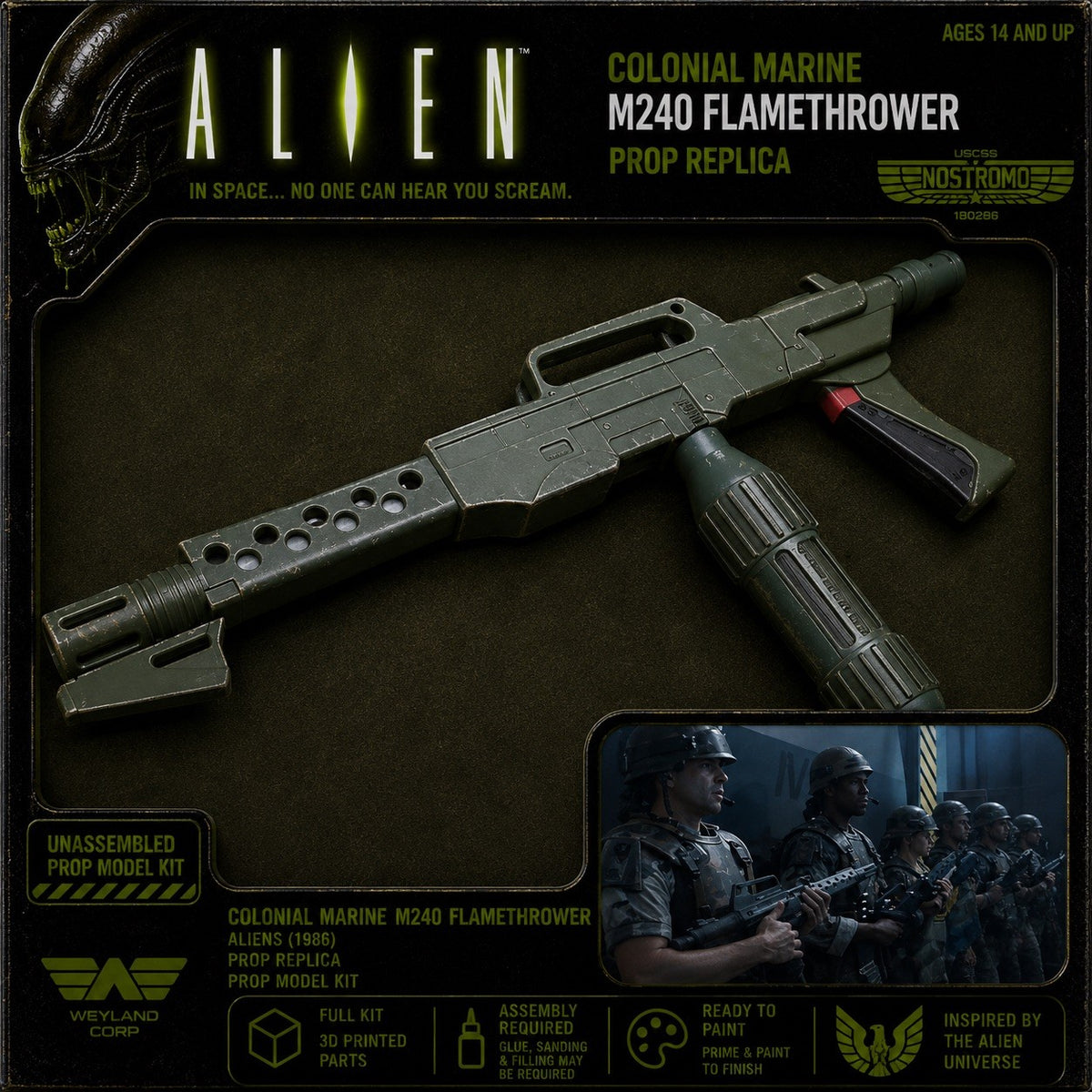 Aliens M240 Flamethrower 1:1 Colonial Marines Prop Model Kit - main view