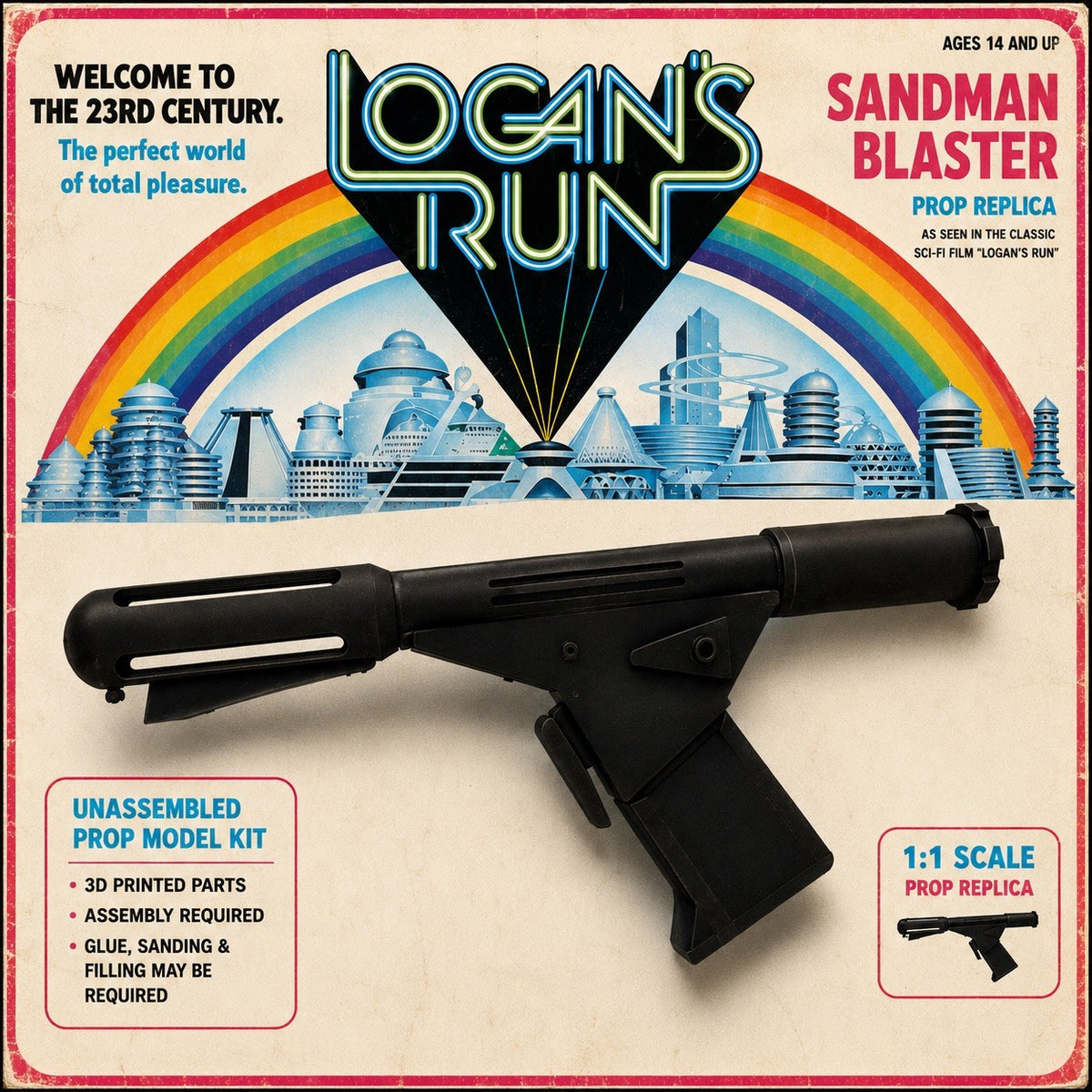 Logans Run Sandman Blaster 1:1 3D Printed Cosplay Prop - main view